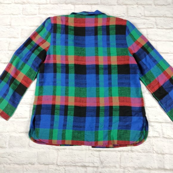 Vintage JG Collection by Joyce open front shoulder pads power blazer plaid sz 18 - Picture 2 of 8